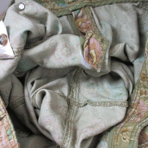 Anthropologie Cropped Cargo Pants Women 22W Green Cotton Floral Boho Baggy 488 - Picture 8 of 16